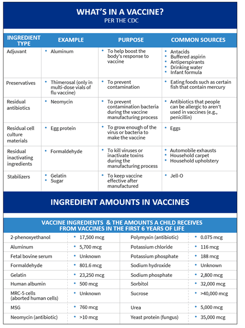 What's in a vaccine list
