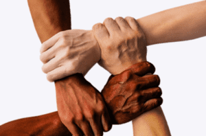 Different races holding hands