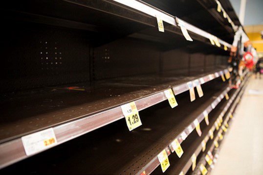empty grocery shelves