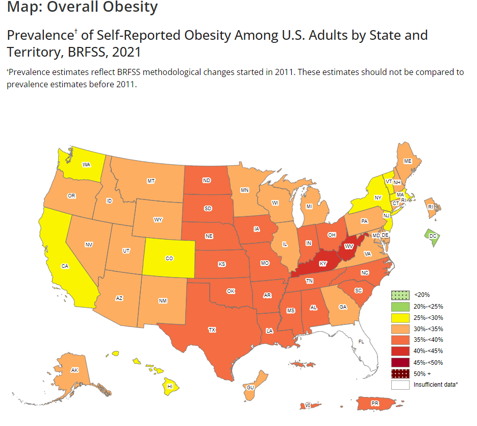 united states obesity rate