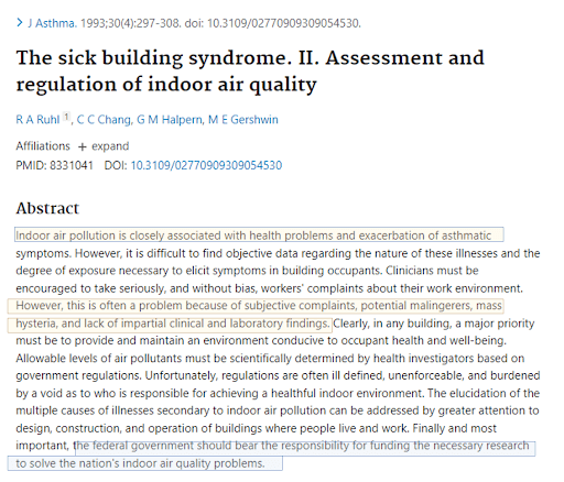 sick building syndrome study