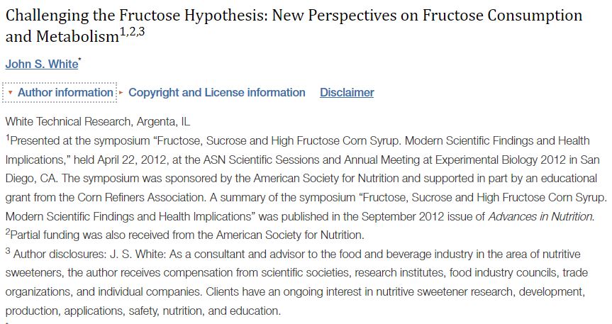 fructose study funding